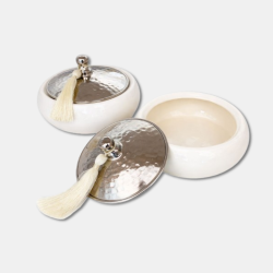 Boite porcelaine - couvercle cuivre