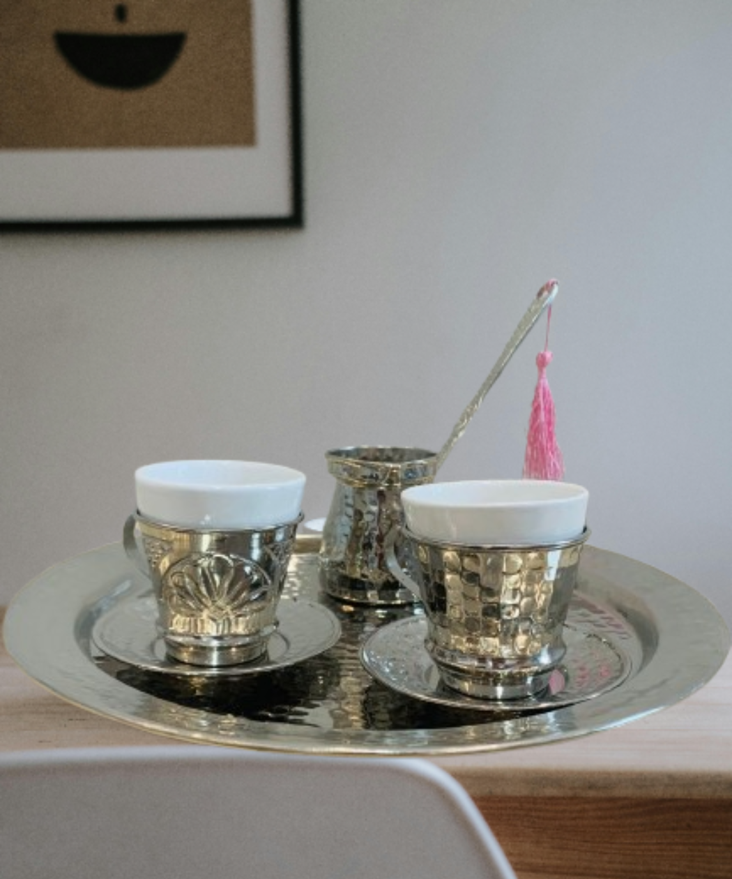 Tasse & sous-tasse à café martelé en cuivre – Image 2