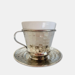 Tasse & sous-tasse à café martelé en cuivre