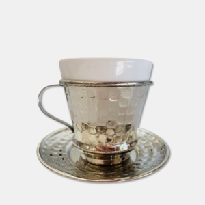 Tasse & sous-tasse à café martelé en cuivre